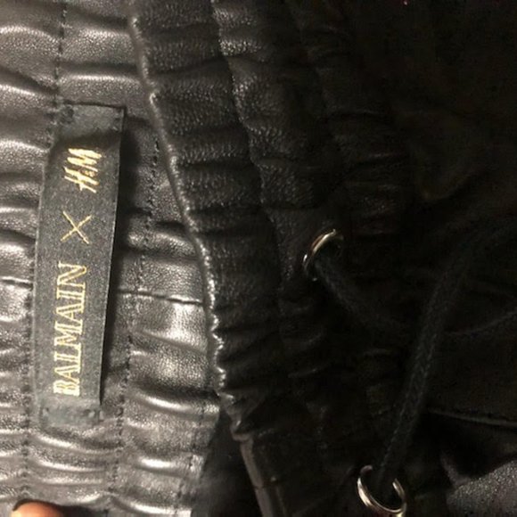 WOMANS LIMITED EDITION BALMAIN X H&M  BLACK CHIC LEATHER BIKER JOGGERS SIZE XS - Picture 4 of 16